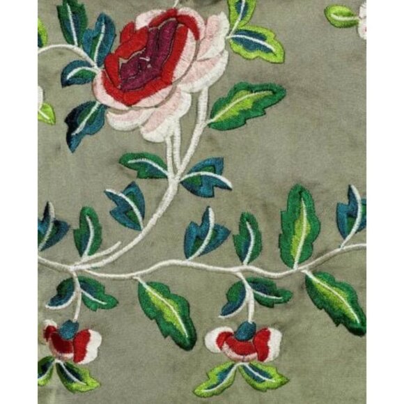 Zara Woman Olive Green Sleeveless Maxi Button-Down Shirt blouse tunic Floral - Picture 11 of 16